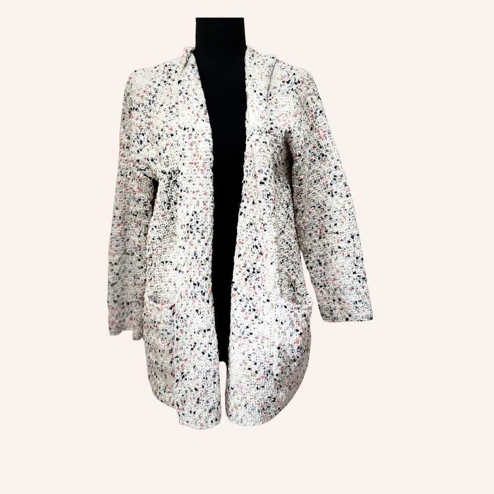 cream knit  boucle hooded cardigan coastal grandma